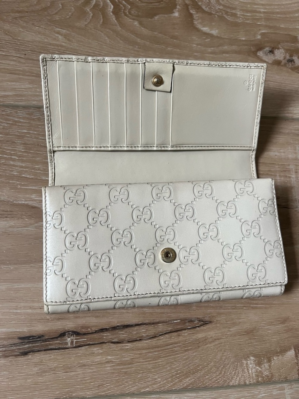 GUCCI Monogram GG Double Flap Snap leather Wallet with unbranded chain - Picture 4 of 16